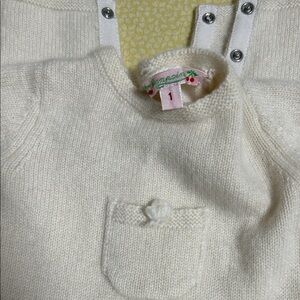 Bonpoint Ivory Knit Bodysuit with Pocket